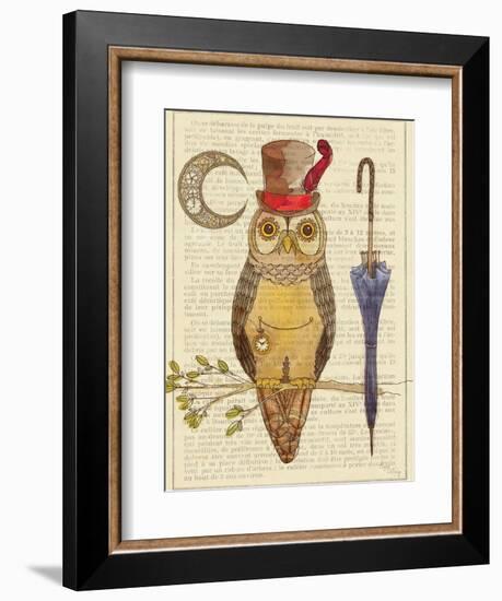 Steampunk Owl I-Elyse DeNeige-Framed Premium Giclee Print