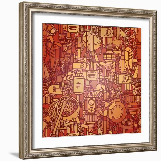 Steampunk Seamless Vector Pattern-Gorbash Varvara-Framed Art Print