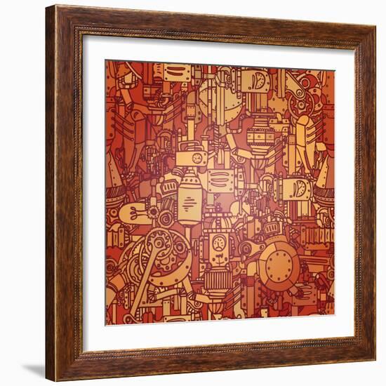 Steampunk Seamless Vector Pattern-Gorbash Varvara-Framed Art Print