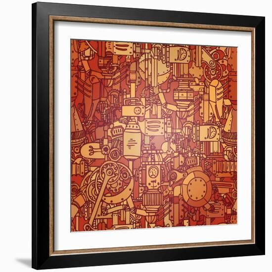 Steampunk Seamless Vector Pattern-Gorbash Varvara-Framed Art Print