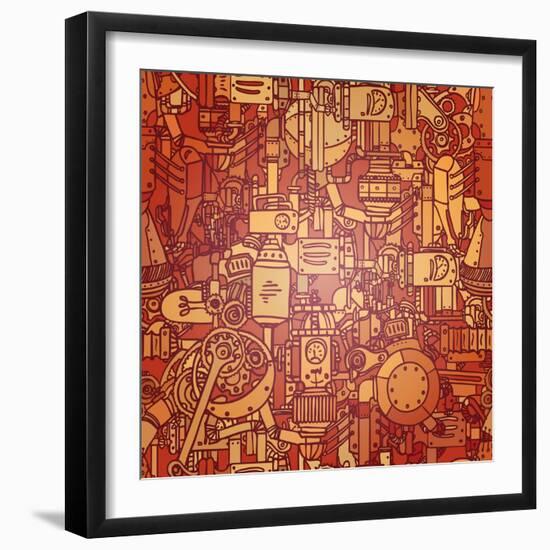 Steampunk Seamless Vector Pattern-Gorbash Varvara-Framed Art Print