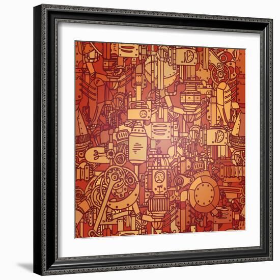 Steampunk Seamless Vector Pattern-Gorbash Varvara-Framed Art Print