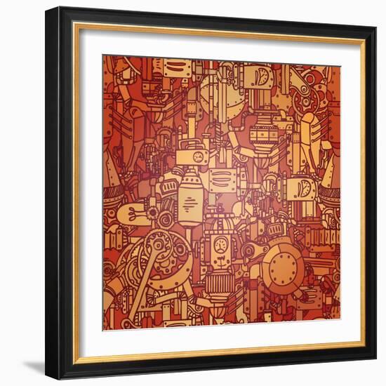 Steampunk Seamless Vector Pattern-Gorbash Varvara-Framed Art Print