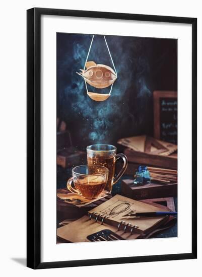 Steampunk Tea (with A Blimp)-Dina Belenko-Framed Giclee Print