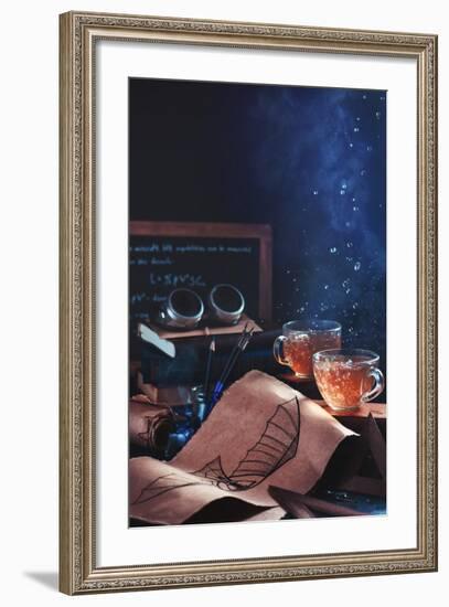 Steampunk Tea (with Goggles And Blueprints)-Dina Belenko-Framed Giclee Print
