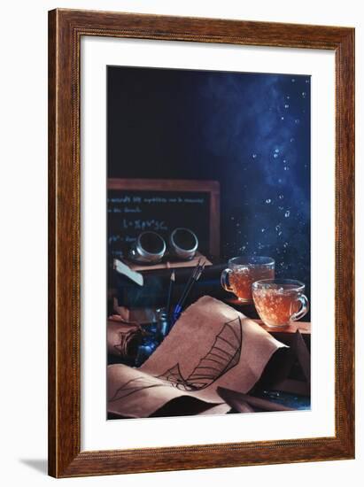 Steampunk Tea (with Goggles And Blueprints)-Dina Belenko-Framed Giclee Print