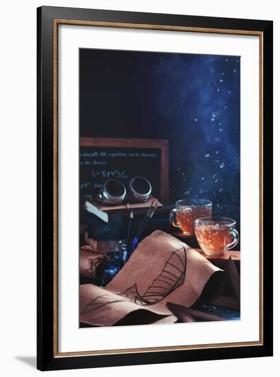 Steampunk Tea (with Goggles And Blueprints)-Dina Belenko-Framed Giclee Print