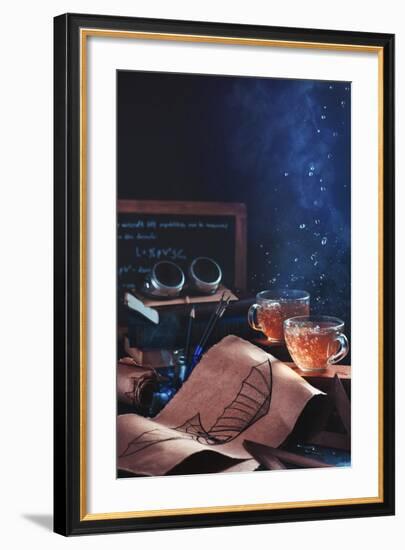 Steampunk Tea (with Goggles And Blueprints)-Dina Belenko-Framed Giclee Print