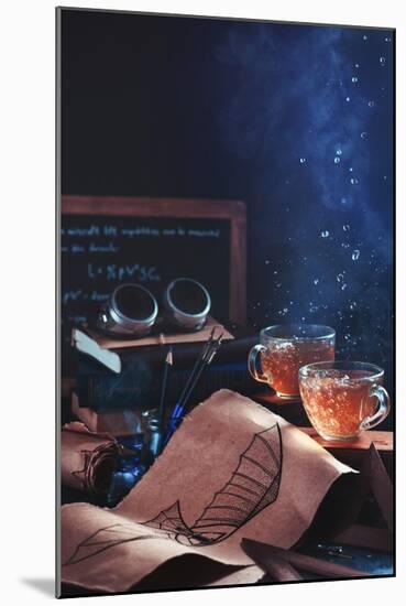 Steampunk Tea (with Goggles And Blueprints)-Dina Belenko-Mounted Giclee Print