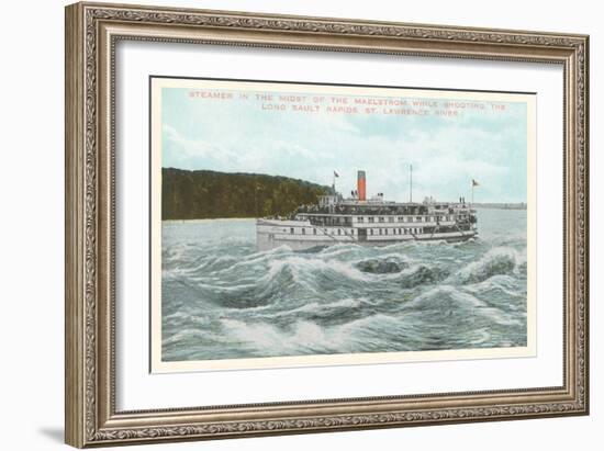 Steamship in Rapids on St. Lawrence River, New York-null-Framed Art Print