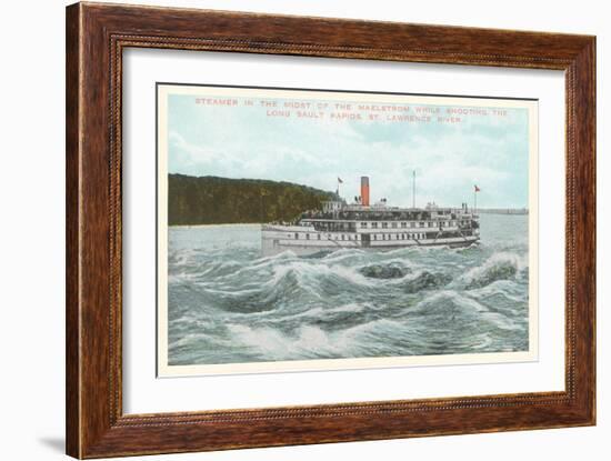 Steamship in Rapids on St. Lawrence River, New York-null-Framed Art Print