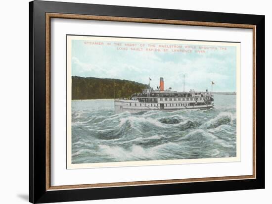 Steamship in Rapids on St. Lawrence River, New York-null-Framed Art Print