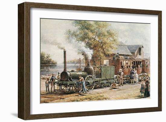Steamtrain (1850) in New Jersey-null-Framed Art Print