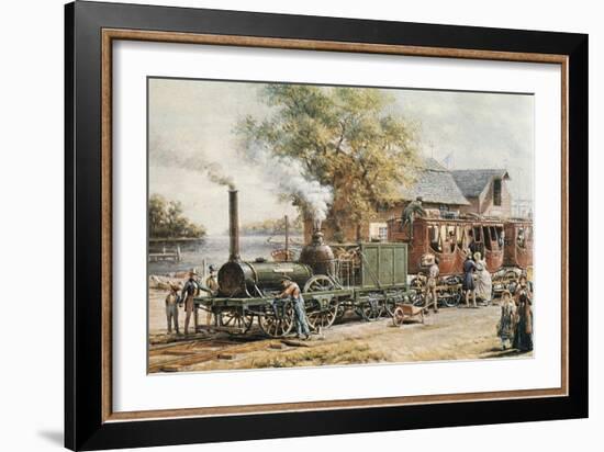 Steamtrain (1850) in New Jersey-null-Framed Art Print