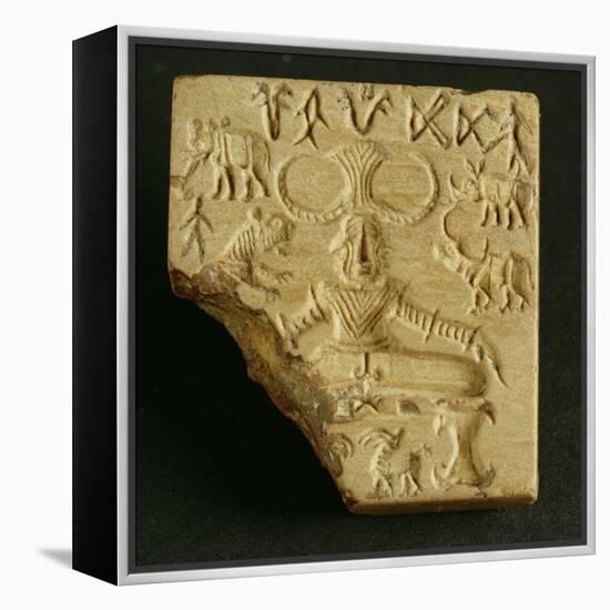 Steatite Pasupati Seal, Mohenjodaro, 2300-1750 BC-null-Framed Premier Image Canvas