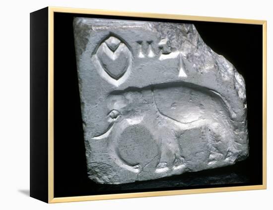 Steatite seal with Elephant, Indus Valley, Mohenjo-Daro, 2500 - 2000 BC. Artist: Unknown-Unknown-Framed Premier Image Canvas