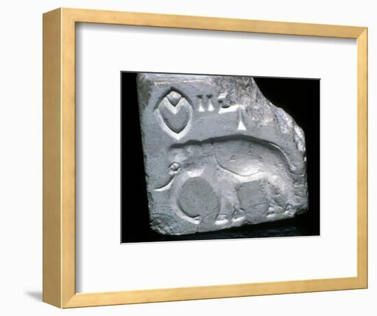 Steatite seal with Elephant, Indus Valley, Mohenjo-Daro, 2500 - 2000 BC. Artist: Unknown-Unknown-Framed Giclee Print