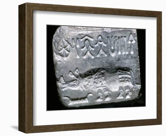 Steatite seal with Rhinoceros, Indus Valley, Mohenjo-Daro, 2500 - 2000 BC. Artist: Unknown-Unknown-Framed Giclee Print