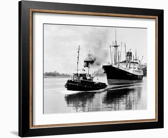 Steel and Bennie's Tug 'Brigadier' in Action, 1955-null-Framed Photographic Print