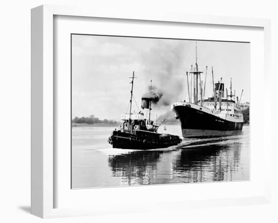 Steel and Bennie's Tug 'Brigadier' in Action, 1955-null-Framed Photographic Print