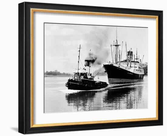 Steel and Bennie's Tug 'Brigadier' in Action, 1955-null-Framed Photographic Print