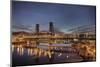 Steel Bridge over Willamette River at Blue Hour-jpldesigns-Mounted Photographic Print