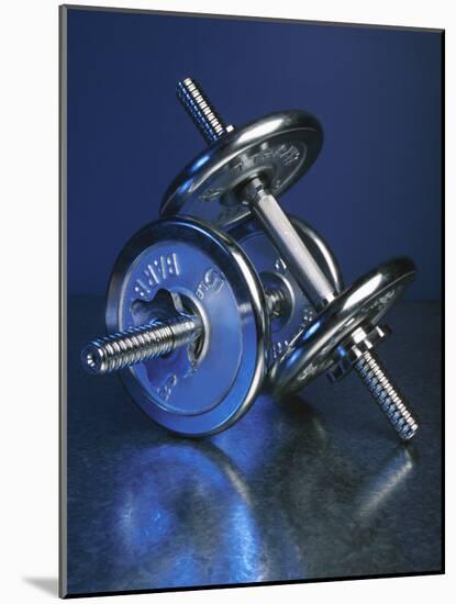 Steel Dumbbells for Workout-null-Mounted Photographic Print