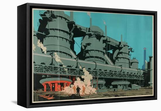 Steel Manufacturing in the United Kingdom-Frank Newbould-Framed Premier Image Canvas