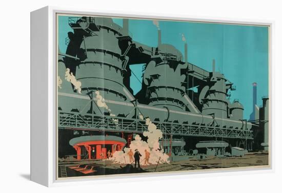Steel Manufacturing in the United Kingdom-Frank Newbould-Framed Premier Image Canvas
