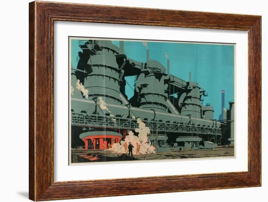 Steel Manufacturing in the United Kingdom-Frank Newbould-Framed Giclee Print