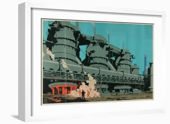 Steel Manufacturing in the United Kingdom-Frank Newbould-Framed Giclee Print