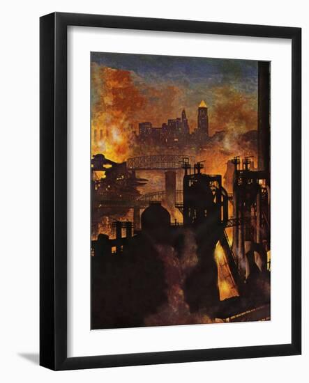 "Steel Mills," November 23, 1946-John Atherton-Framed Premium Giclee Print