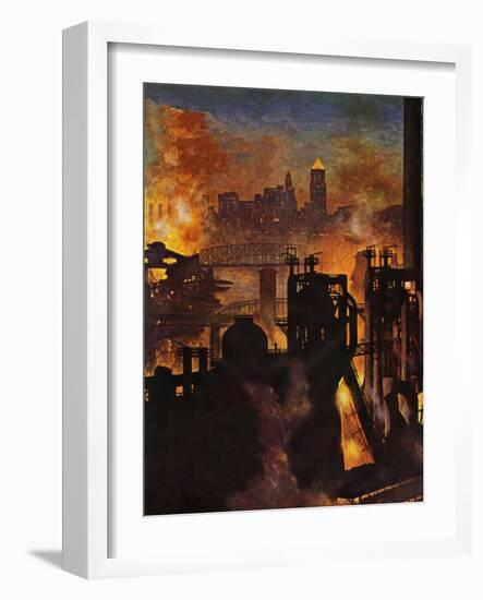 "Steel Mills," November 23, 1946-John Atherton-Framed Premium Giclee Print