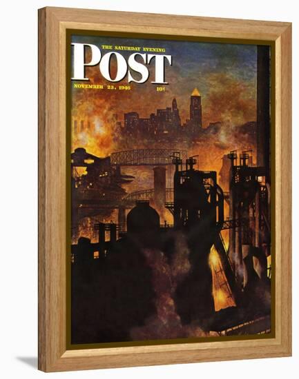 "Steel Mills," Saturday Evening Post Cover, November 23, 1946-John Atherton-Framed Premier Image Canvas