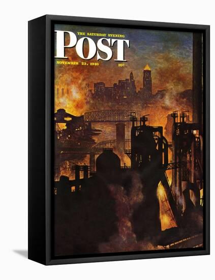 "Steel Mills," Saturday Evening Post Cover, November 23, 1946-John Atherton-Framed Premier Image Canvas