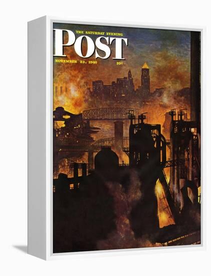 "Steel Mills," Saturday Evening Post Cover, November 23, 1946-John Atherton-Framed Premier Image Canvas