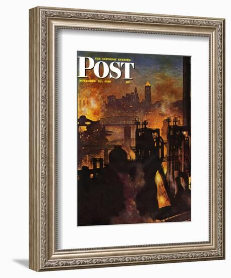 "Steel Mills," Saturday Evening Post Cover, November 23, 1946-John Atherton-Framed Giclee Print