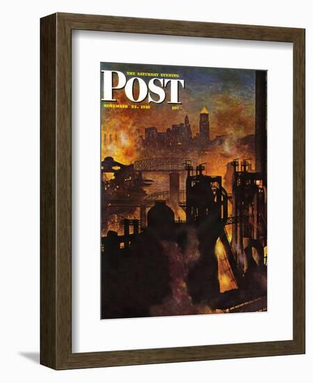 "Steel Mills," Saturday Evening Post Cover, November 23, 1946-John Atherton-Framed Giclee Print