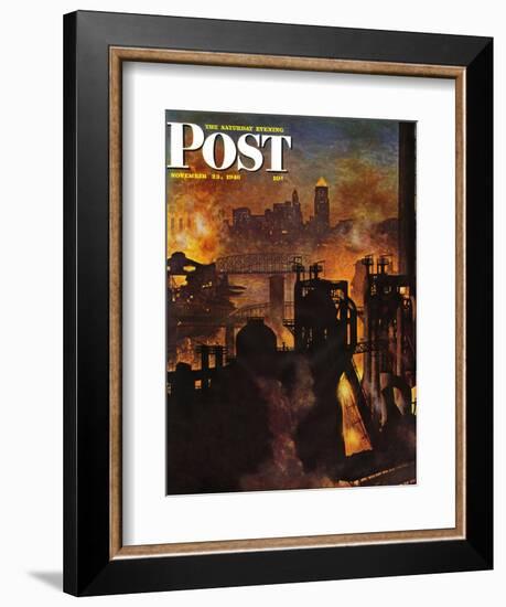 "Steel Mills," Saturday Evening Post Cover, November 23, 1946-John Atherton-Framed Giclee Print