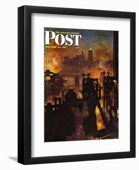 "Steel Mills," Saturday Evening Post Cover, November 23, 1946-John Atherton-Framed Giclee Print