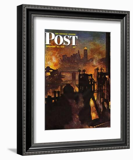 "Steel Mills," Saturday Evening Post Cover, November 23, 1946-John Atherton-Framed Giclee Print