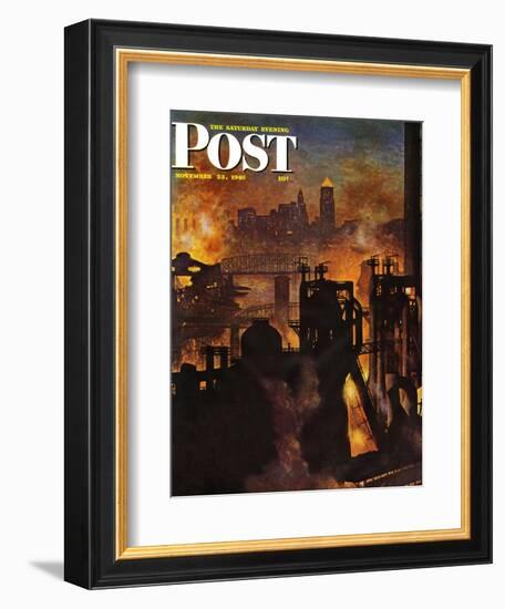 "Steel Mills," Saturday Evening Post Cover, November 23, 1946-John Atherton-Framed Giclee Print