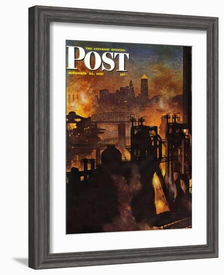 "Steel Mills," Saturday Evening Post Cover, November 23, 1946-John Atherton-Framed Giclee Print