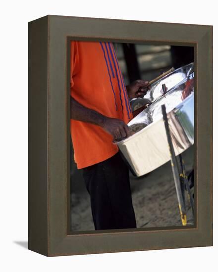 Steel Pan Drummer, Island of Tobago, West Indies, Caribbean, Central America-Yadid Levy-Framed Premier Image Canvas