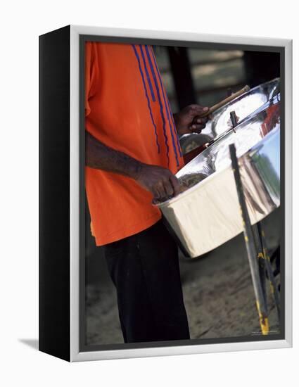 Steel Pan Drummer, Island of Tobago, West Indies, Caribbean, Central America-Yadid Levy-Framed Premier Image Canvas