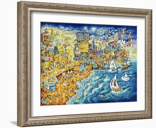 Steel Pier Night and Day-Bill Bell-Framed Giclee Print