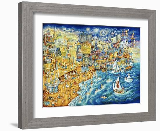 Steel Pier Night and Day-Bill Bell-Framed Giclee Print