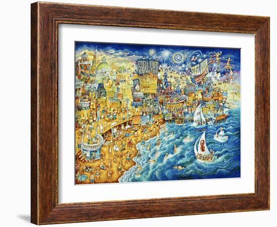 Steel Pier Night and Day-Bill Bell-Framed Giclee Print