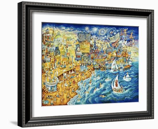 Steel Pier Night and Day-Bill Bell-Framed Giclee Print