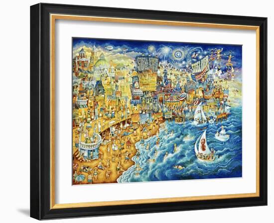 Steel Pier Night and Day-Bill Bell-Framed Giclee Print